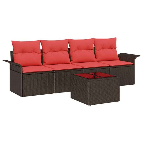 vidaXL Garden Sofa Set 5 pcs Brown Poly rattan