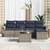 vidaXL Garden Sofa Set with Cushion 6 pcs Grey Poly Rattan
