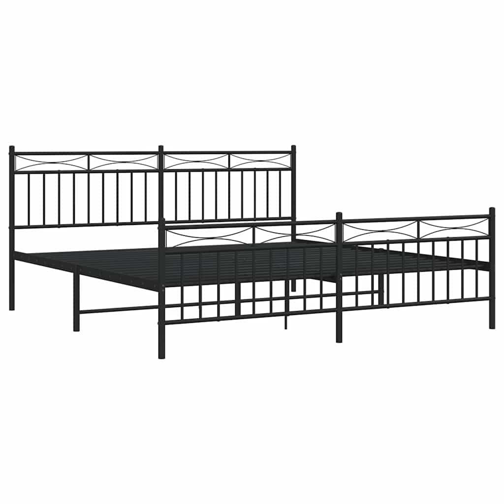 vidaXL Metal Bed Frame without Mattress with Footboard Black 183x213cm