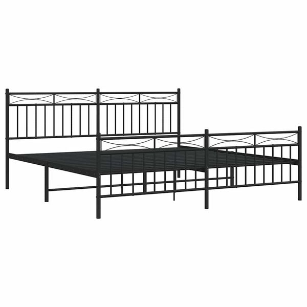 vidaXL Metal Bed Frame without Mattress with Footboard Black 183x213cm