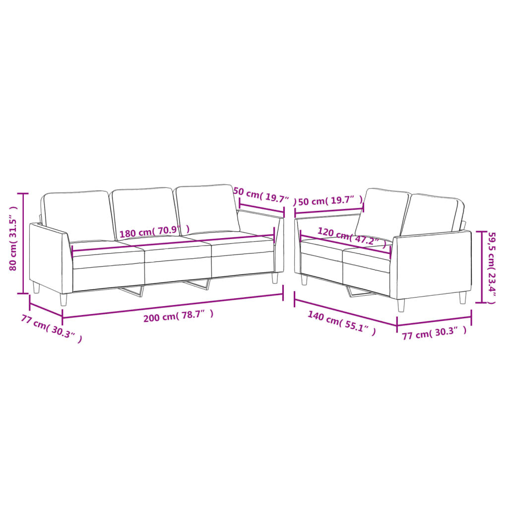 vidaXL 2 Piece Sofa Set with Cushions Black Faux Leather