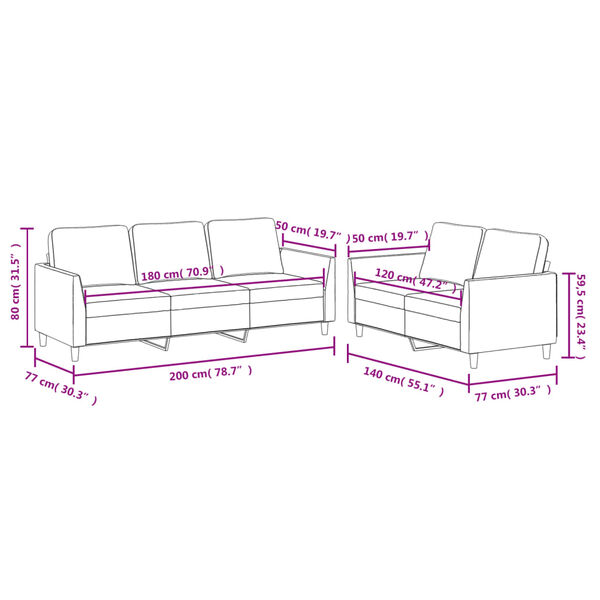 vidaXL 2 Piece Sofa Set with Cushions Black Faux Leather