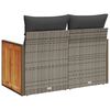 vidaXL Garden Sofa with Cushions 2-Seater Grey Poly Rattan