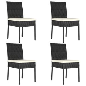 vidaXL Garden Dining Chairs 4 pcs Poly Rattan Black
