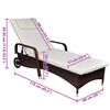 vidaXL Sun Lounger with Cushion & Wheels Poly Rattan Brown