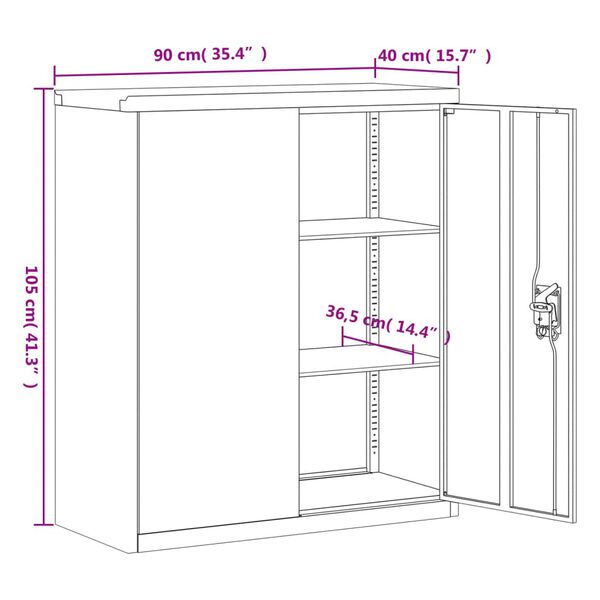 vidaXL File Cabinet White 90x40x105 cm Steel