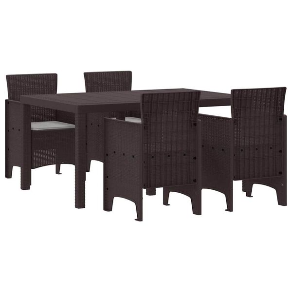 vidaXL Garden Dining Set 5 pcs Brown Polt rattan