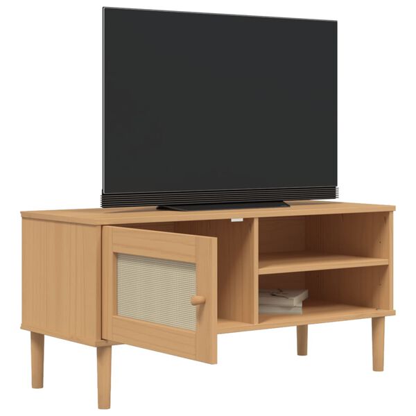 vidaXL TV Cabinet SENJA Rattan Look Brown 106x40x49cm Solid Wood Pine