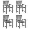 vidaXL Garden Chairs with Cushions 4 pcs Grey Solid Acacia Wood