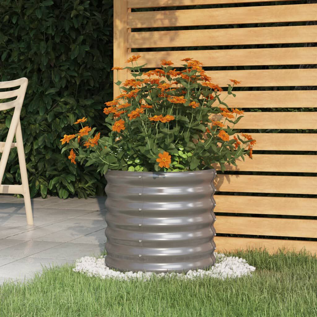 vidaXL Garden Planter Powder-coated Steel 40x40x36 cm Grey