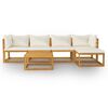 vidaXL 6 Piece Garden Lounge Set with Cushion Cream Solid Acacia Wood