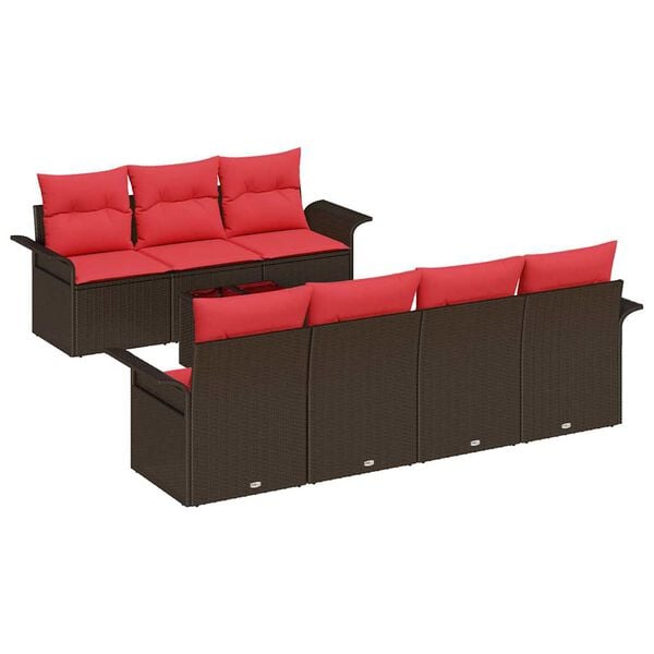 vidaXL 8 Piece Garden Sofa Set with Cushions Brown Poly Rattan
