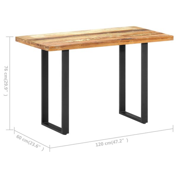 vidaXL Dining Table 120x60x76 cm Solid Reclaimed Wood