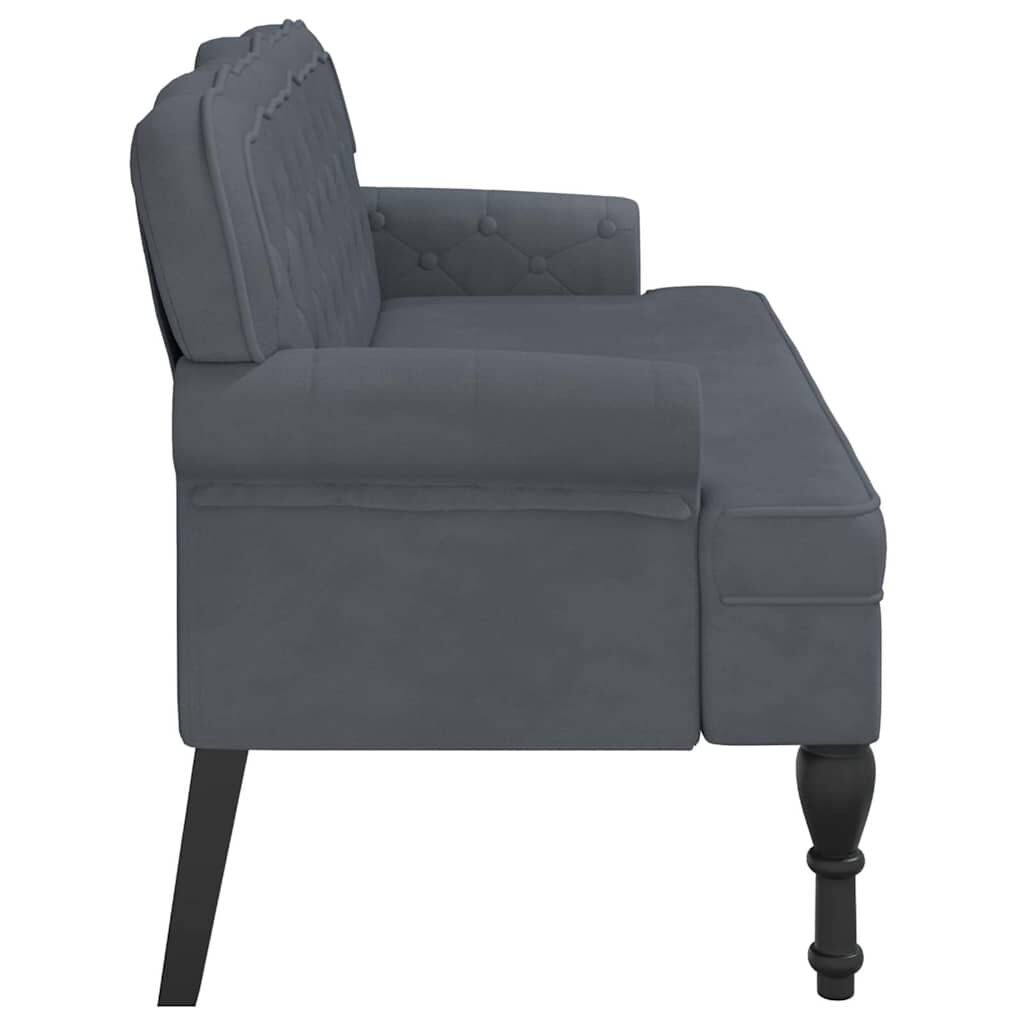 vidaXL Bench with Backrest Dark Grey 119.5x64.5x75 cm Velvet