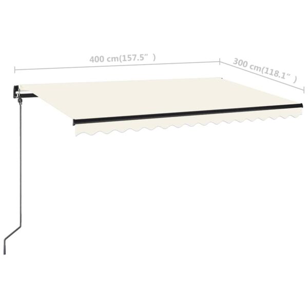 vidaXL Manual Retractable Awning 400x300 cm Cream