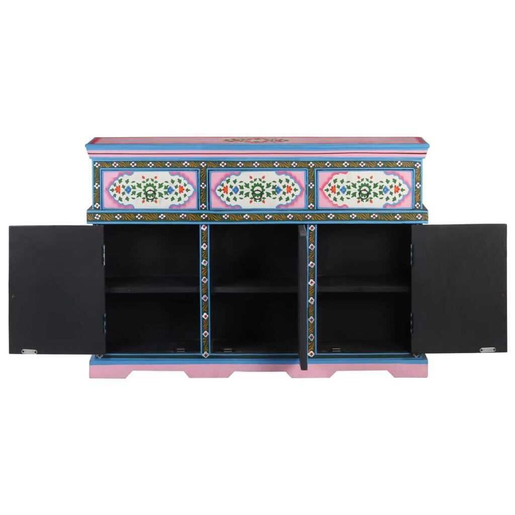 vidaXL Hand-Painted Sideboard Multicolour 110x30x76cm Solid Mango Wood