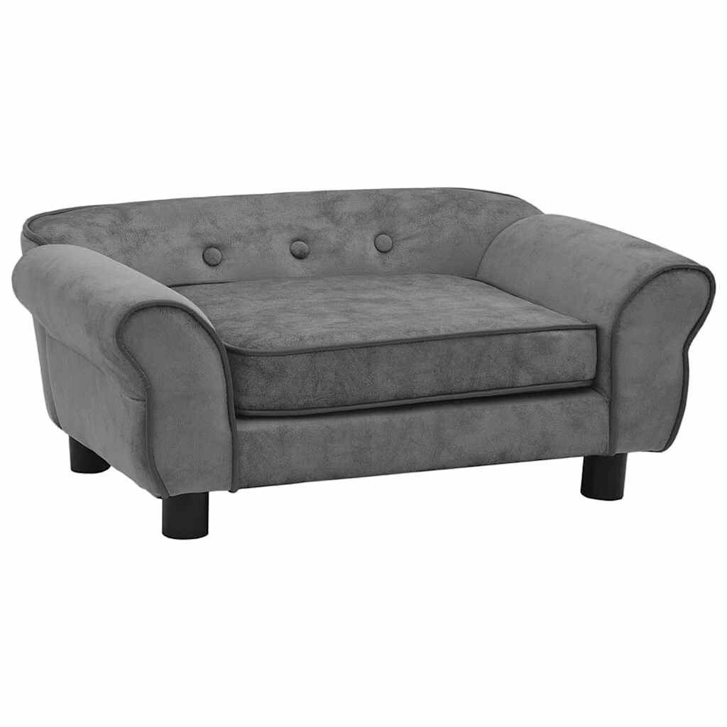 vidaXL Dog Sofa Dark Grey 72x45x30 cm Plush