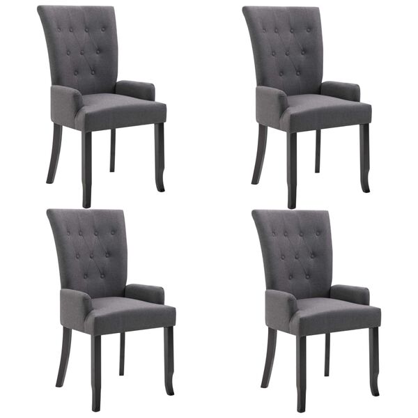 vidaXL Dining Chairs with Armrests 4 pcs Dark Grey Fabric