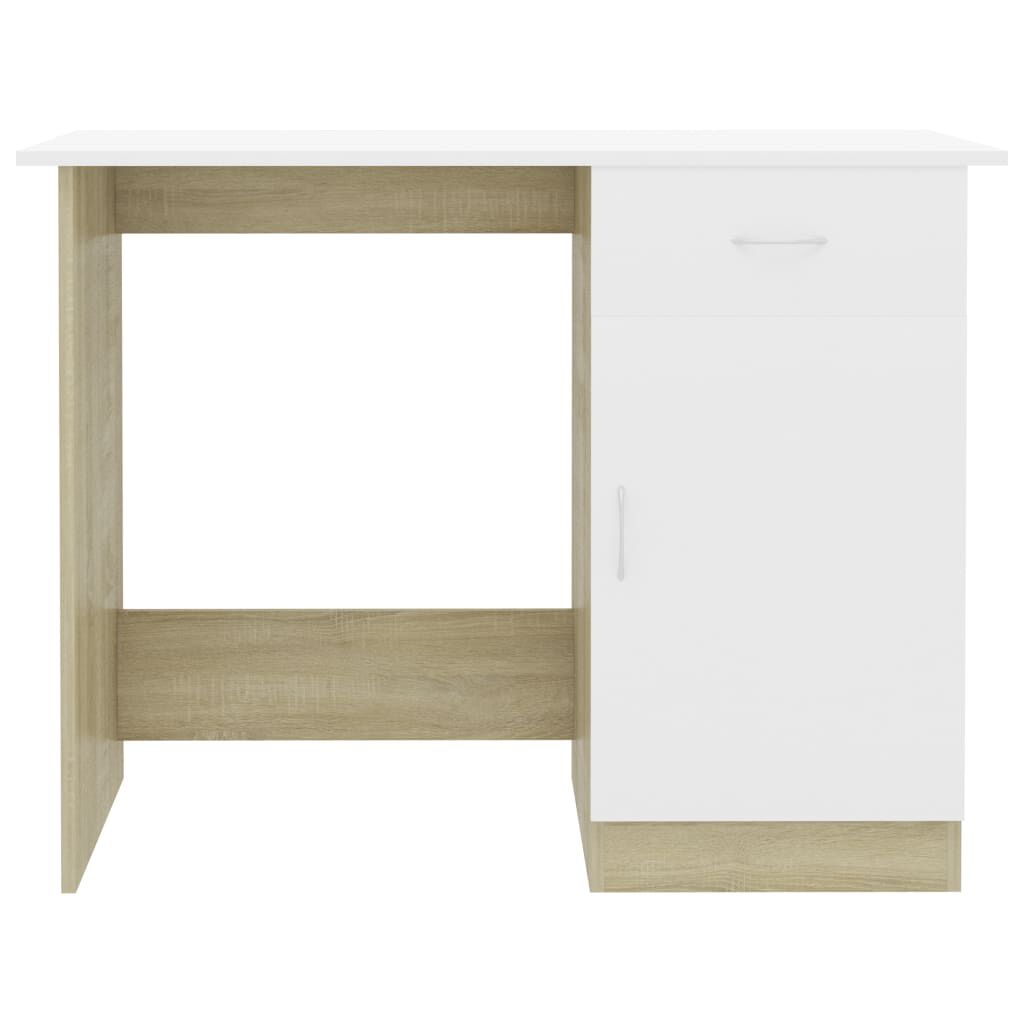 vidaXL Desk White and Sonoma Oak 100x50x76 cm Engineered Wood
