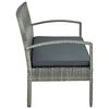 vidaXL 3-Seater Garden Sofa with Cushions Grey Poly Rattan