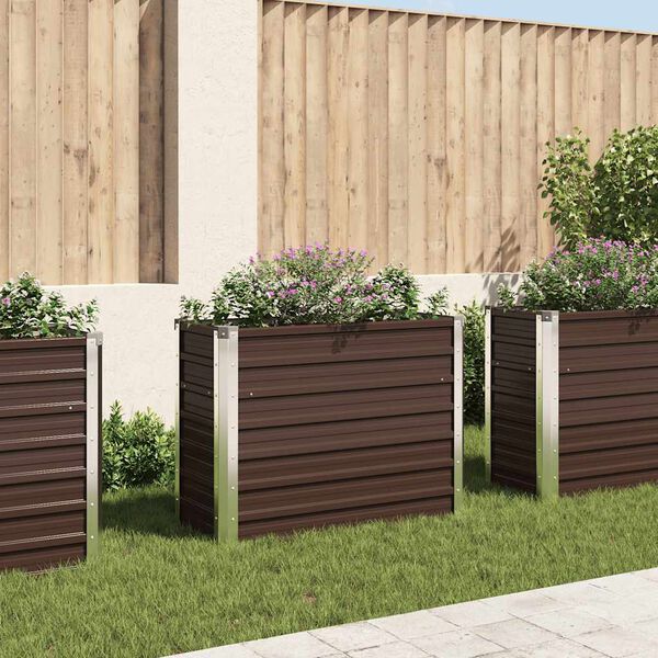 vidaXL Garden Raised Bed Brown 100x40x77 cm Galvanised Steel