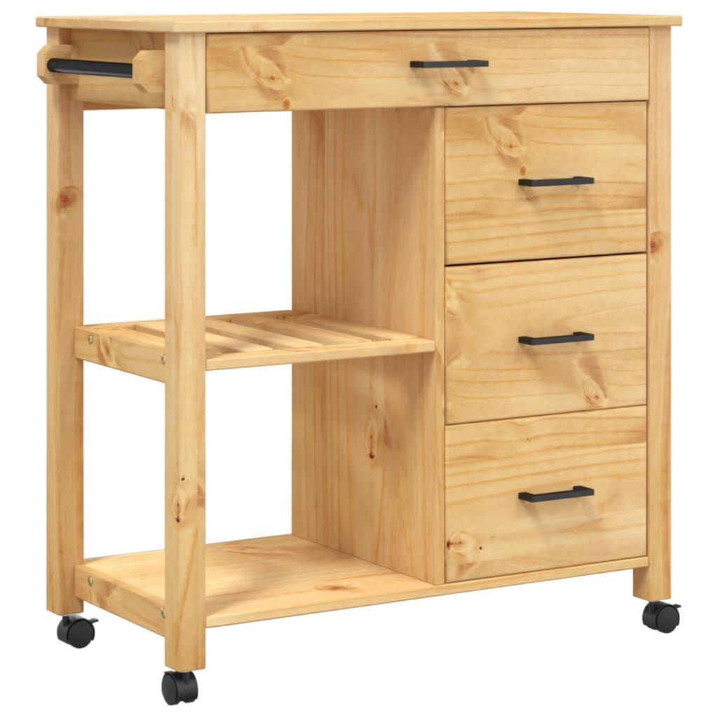 vidaXL Kitchen Trolley MONZA 84x40x90 cm Solid Wood Pine