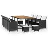 vidaXL 13 Piece Outdoor Dining Set Poly Rattan and Acacia Wood Black