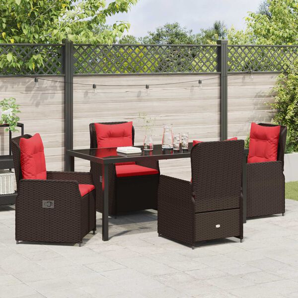 vidaXL Garden Dining Set 5 pcs Brown Poly rattan