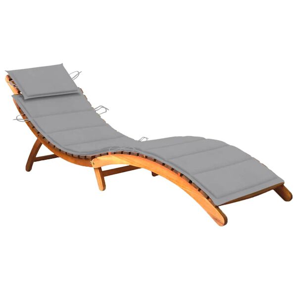 vidaXL Garden Sun Lounger with Cushion Solid Wood Acacia
