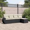 vidaXL 5 Piece Garden Sofa Set with Cushions Black Poly Rattan