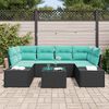 vidaXL Sofa Set with Cushion 7 pcs Black Poly Rattan