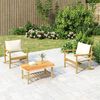 vidaXL Garden Chairs 2 pcs with Cream White Cushions Bamboo