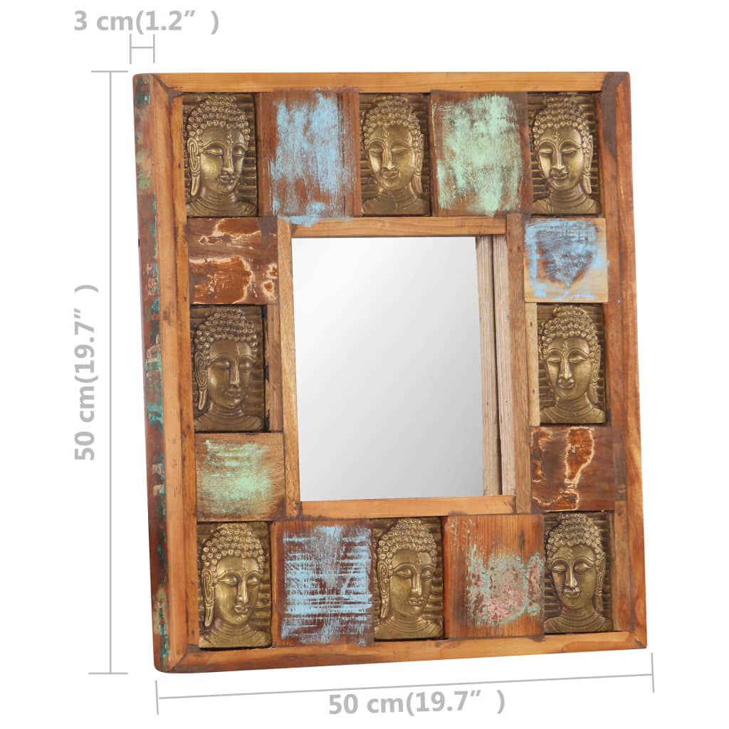 vidaXL Mirror with Buddha Cladding 50x50 cm Solid Reclaimed Wood