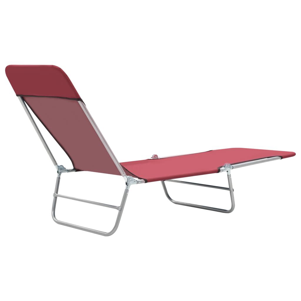 vidaXL Folding Sun Loungers 2 pcs Steel and Fabric Red