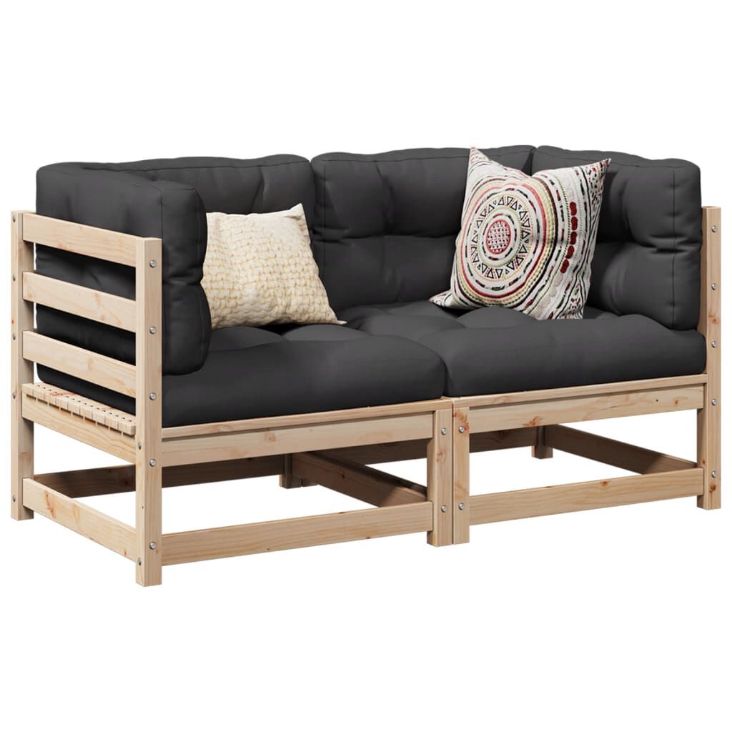 vidaXL 2 Piece Garden Sofa Set with Cushions Solid Wood Pine