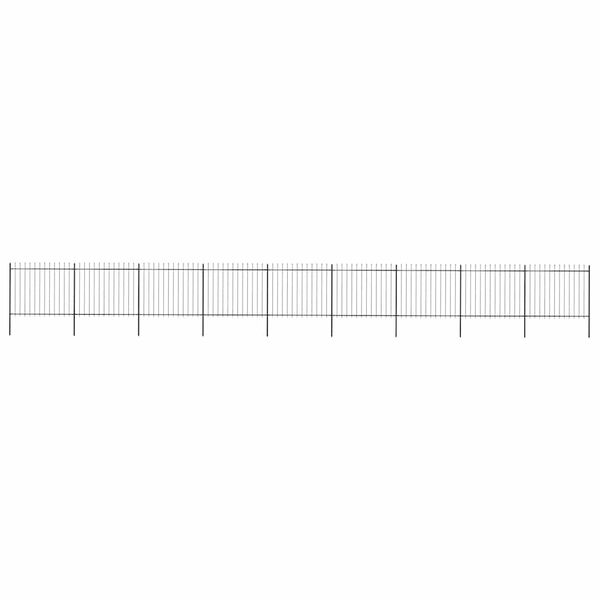 vidaXL Garden Fence with Spear Top Steel 1603.5x150 cm Black