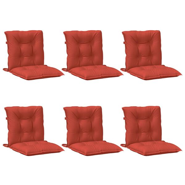 vidaXL Lowback Chair Cushions 6 pcs Melange Red 100x50x7 cm Fabric