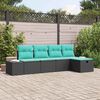 vidaXL Garden Sofa Set with Cushion 5 pcs Black Poly Rattan