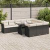 vidaXL 11 Piece Garden Sofa Set with Cushions Black Poly Rattan
