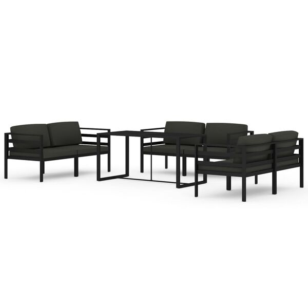 vidaXL 7 Piece Garden Lounge Set with Cushions Aluminium Anthracite