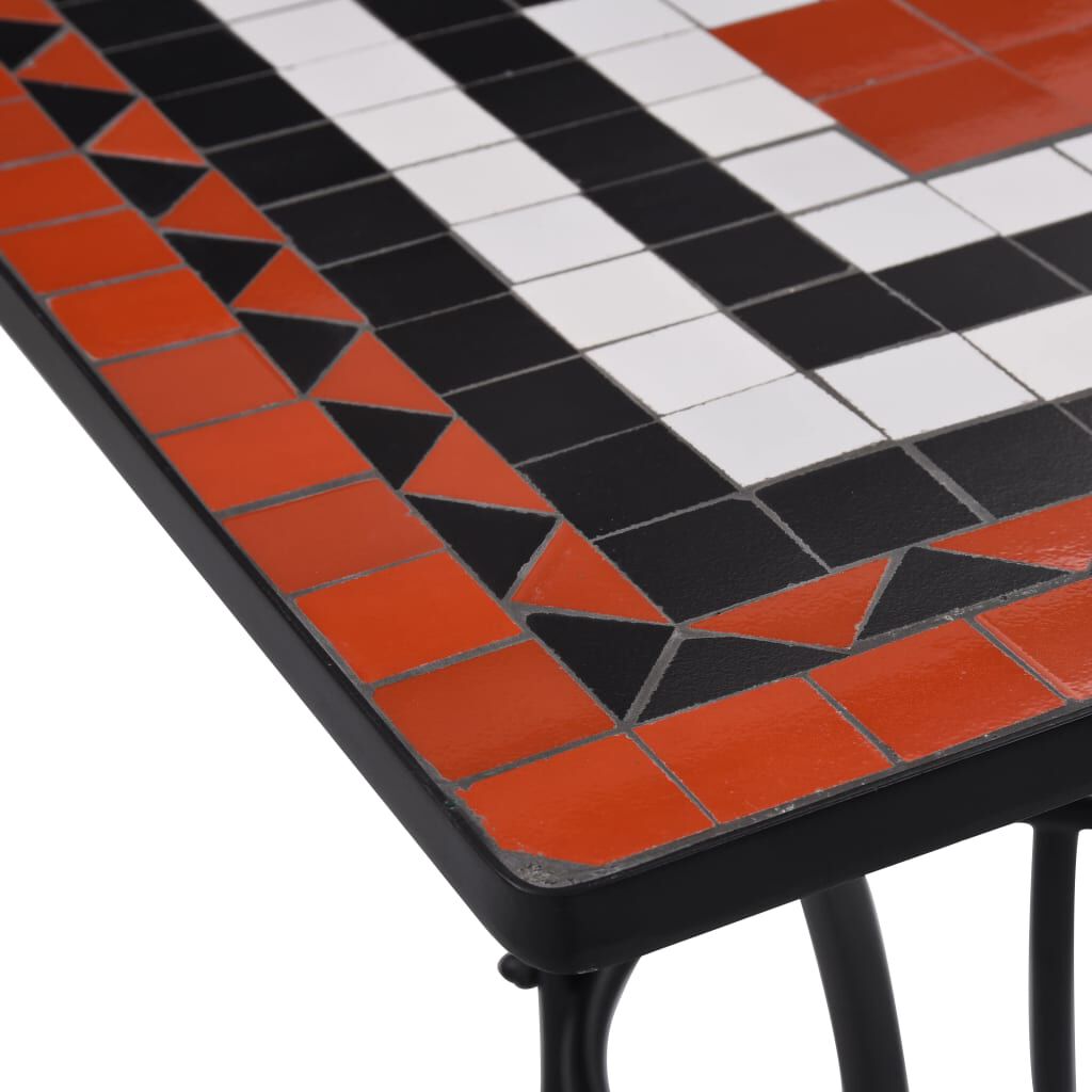 vidaXL Mosaic Bistro Table Terracotta and White 60 cm Ceramic
