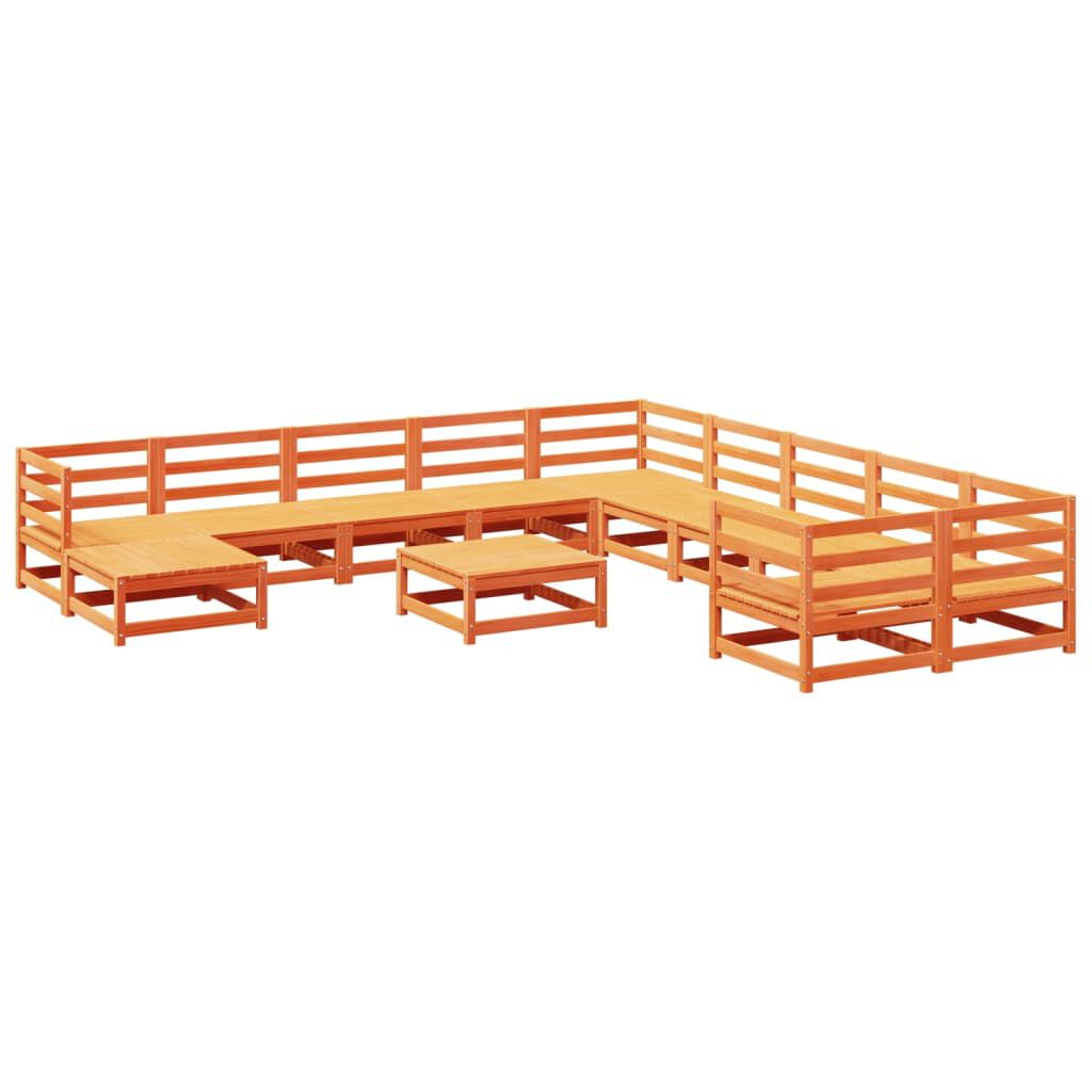 vidaXL 12 Piece Garden Sofa Set Wax Brown Solid Wood Pine