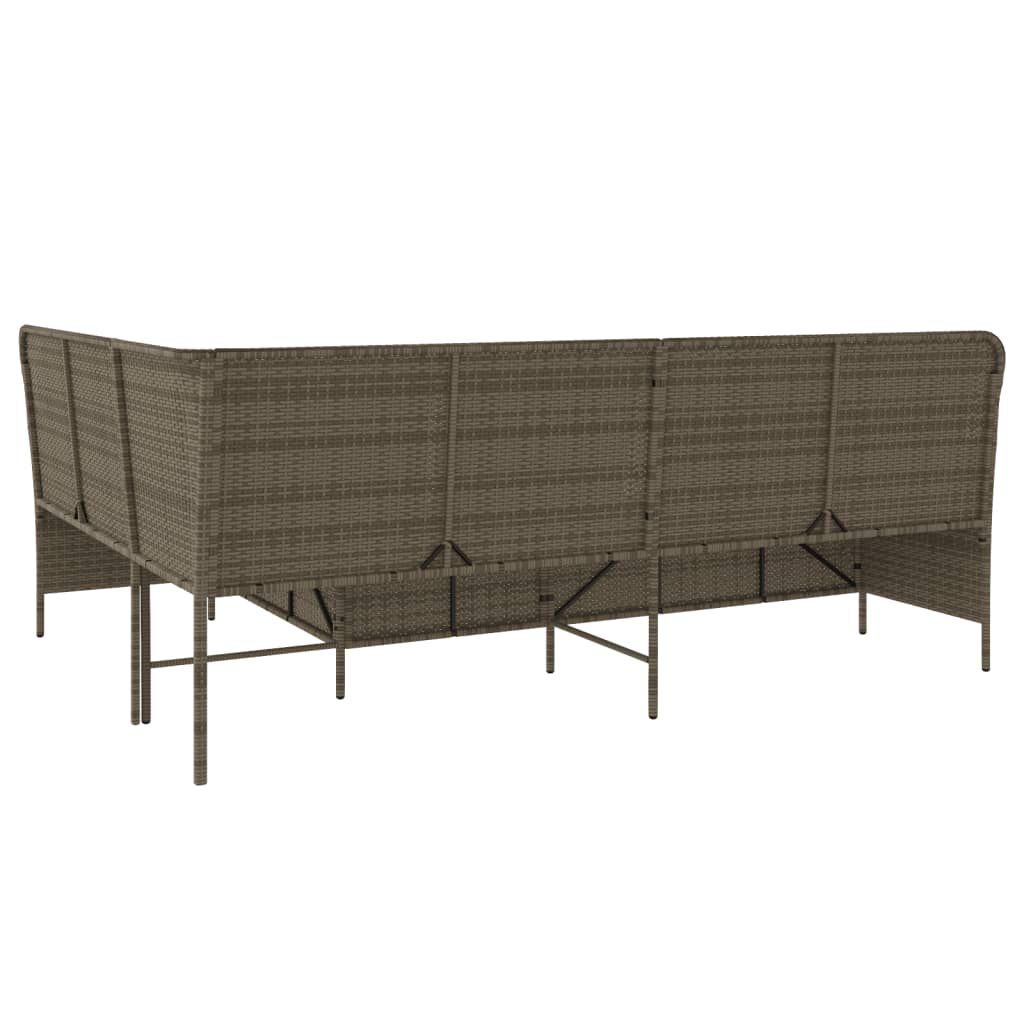 vidaXL Garden Sofa with Cushions L-Shaped Grey Poly Rattan