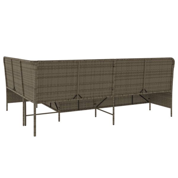 vidaXL Garden Sofa with Cushions L-Shaped Grey Poly Rattan