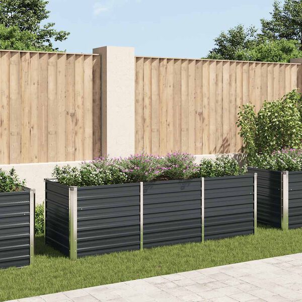 vidaXL Garden Raised Bed Anthracite 240x80x77 cm Galvanised Steel