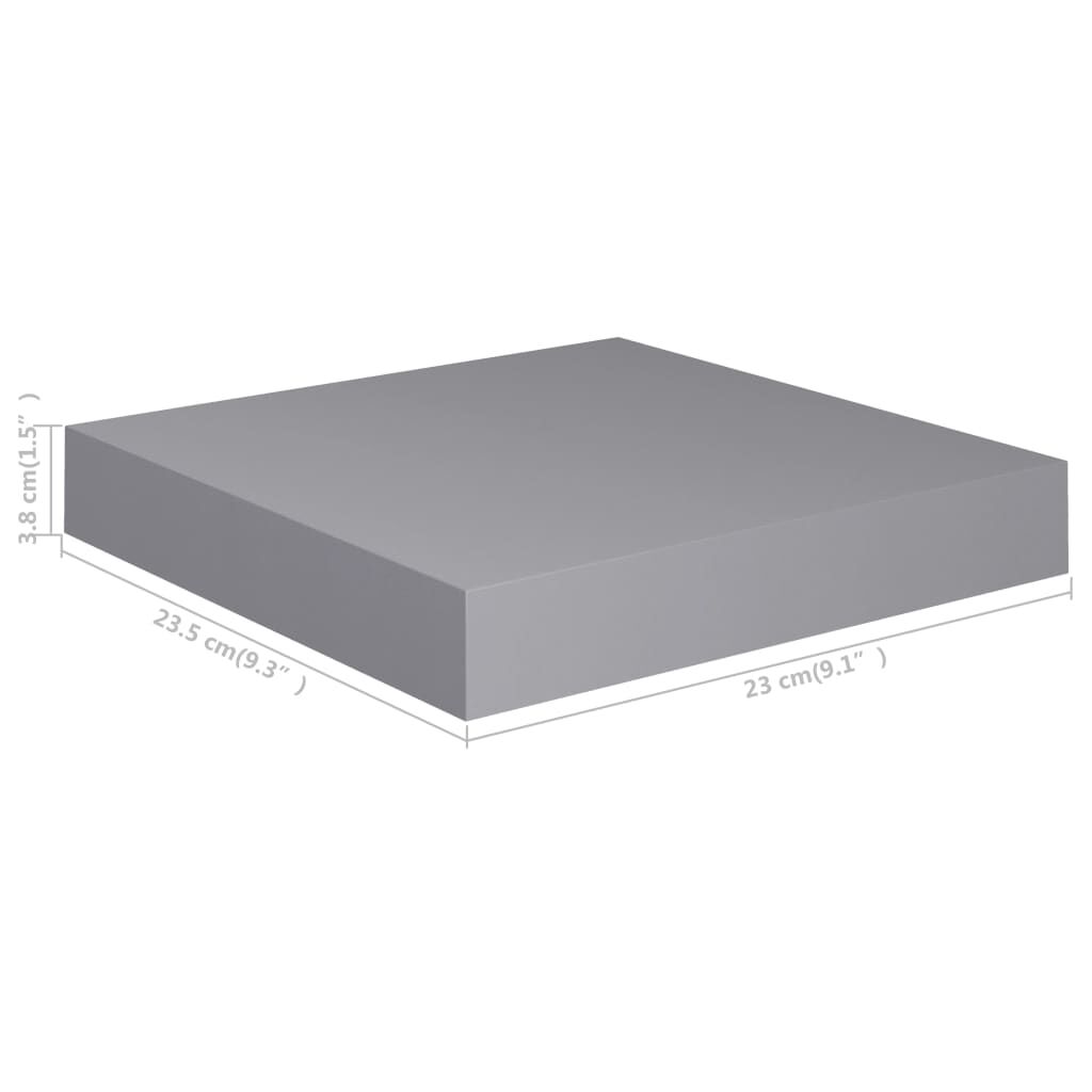 vidaXL Floating Wall Shelves 2 pcs Grey 23x23.5x3.8 cm MDF