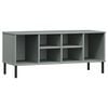 vidaXL Shoe Rack with Metal Legs Grey 106x35x45 cm Solid Wood "OSLO