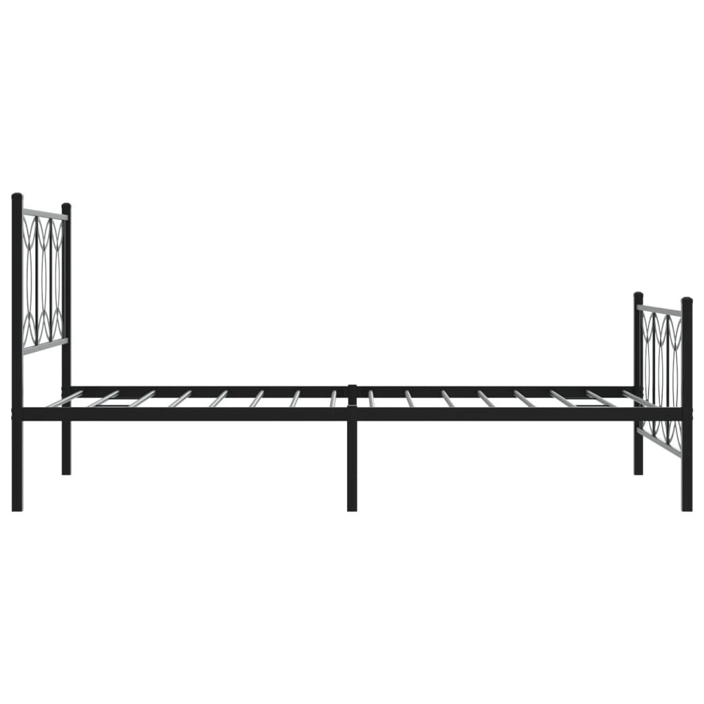 vidaXL Metal Bed Frame without Mattress with Footboard Black 100x200cm