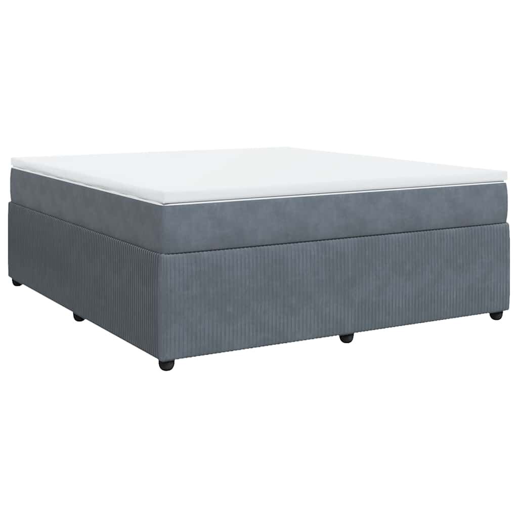 vidaXL Box Spring Bed with Mattress Dark Grey King Velvet