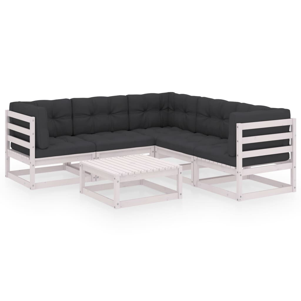 vidaXL 6 Piece Garden Lounge Set with Cushions Solid Pinewood